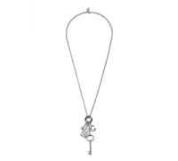Guess Color Argento Catena, Cristallo Chiave, Lucchetto, G, Grappolo, Collana