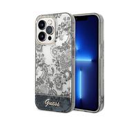 GUESS Cover Custodia per Apple iPhone 14 Pro, Grigio/Nero