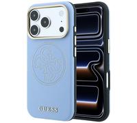 Guess Cover IPHONE 17/18 Pro & Max Magsafe Similpelle Blu Logo Dorato