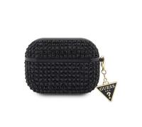 Guess, Cover per AirPods Pro 4G Diamond con charm a triangolo e strass, Nero