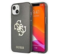 Guess, Cover per iPhone 13 mini con Glitter e Logo 4G in Metallo