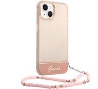 Guess, Cover per iPhone 14 con Cinturino di perle, Rosa
