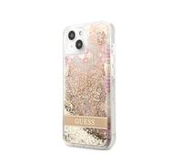 Guess, Cover per iPhone 14 Plus Floating Flower Glitter, Dorato