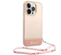 Guess, Cover per iPhone 14 Pro con Cinturino di perle, Rosa