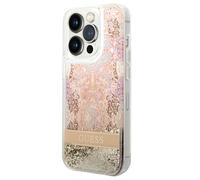 Guess, Cover per iPhone 14 Pro Max Floating Flower Glitter, Dorato