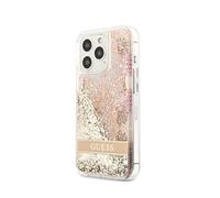 Guess, Cover per iPhone 14 Pro Max Floating Flower Glitter, Oro