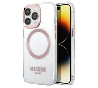 Guess, Cover per iPhone 14 Pro Max TPU Gold Outline, Trasparente