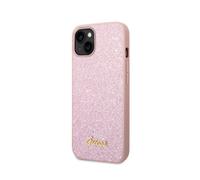 Guess, Cover per iPhone 14 TPU Glitter Script, Rosa