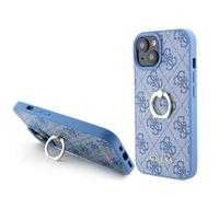 Guess Cover posteriore per iPhone 15-4G con supporto anello - blu