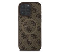 Guess, Cover protettiva per iPhone 16 Pro Printed 4G, Marrone