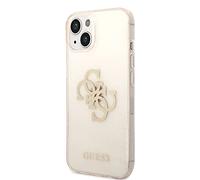 GUESS Cover rigida 4G Glitter Big Logo per iPhone 14 Plus, oro trasparente