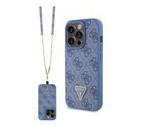 Guess Crossbody 4G Logo in metallo, blu - iPhone 15 Pro