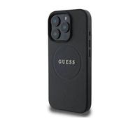 Guess Custodia ad anello granulata nera per Magsafe - iPhone 16 Pro Max