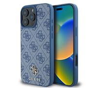 Guess Custodia compatibile con iPhone 16 Pro Max Back Cover Case - Compatibile con Magsafe PU 4G - Blu (iPhone 16 Pro Max)