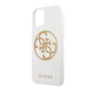 Guess Custodia Glitter 4G Circle Logo Serie per iPhone 11 Pro Max,oro bianco GUHCN65TPUWHGLG