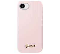 Guess, Custodia iPhone 16e Silicone Soft Logo metallo, Rose clair