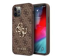 Guess - Custodia per iPhone 12/12 PRO 6,1" GUHCP12M4GMGBR, con Logo 4G Big Metal Marrone