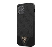 Guess, Custodia per iPhone 12 / 12 Pro Motif 4G con logo a triangolo, Grigio