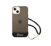 Guess, Custodia per iPhone 14 Plus con cinturino in perla stampata, Nero