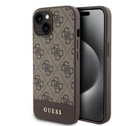 Guess Custodia per iPhone 15, compatibile con Magsafe e iPhone 15, custodia rigida 4G, colore marrone
