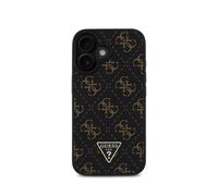 Guess, Custodia per iPhone 16 Pattern 4G Triangle Ultra-Chic, Nero