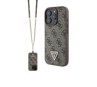 Guess - Custodia per iPhone 16 Pro Max (licenza ufficiale] di CG MOBILE | Custodia in pelle PU con logo in metallo con strass | Custodia protettiva a tracolla progettata per iPhone 16 Pro Max (6,9