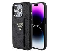 Custodia Guess Grip Stand 4G Strass Triangolo Metallo Logo Nero - iPhone 15 Pro Max