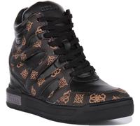 GUESS Donna con Lacci Zeppa Scarpe Sportive IN Nero Marrone Misura UK 2 - 8