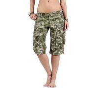 Guess Donna Pantaloncini Pantaloni Capri Bermuda Estate Tg. 29 W29 Mimetico