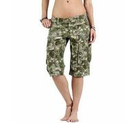 GUESS Donna Short Pantaloni Capri Bermuda Tutti Taglia Estate Mimetico Verde