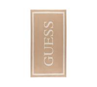 GUESS Telo Mare Unisex con Maxi Logo, 100% Cotone, 180 x 90 cm, Beige e Bianco