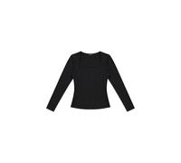 Guess Ls Jacquard Elleona Top Blk T-Shirt M/L Microf Nera Donna W6RP45KA660-JBLK