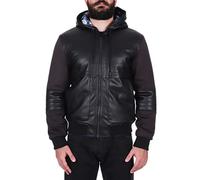 GUESS Downtown Branded Bom Giacca bomber in similpelle da uomo, Jet nero A996, M