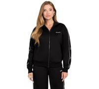 GUESS Eco Octavia - Felpa da donna a collo alto e zip intera, Nero corvino, X-Large