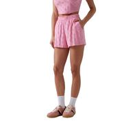 Guess Eco Peony Short Pantaloncini, Poster Jacquard Peonia Rosa, M Donna