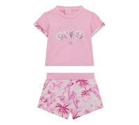 GUESS Eco Short Sleeve T-shirt and Active Short Set Set di vestiti da gioco per bambini, Dreamers Pink, 3 Meses