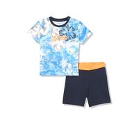 GUESS Eco Short Sleeve T-shirt and Short Set Set di vestiti da gioco per bambini, Blu (Blue Palm Print), 6 Meses