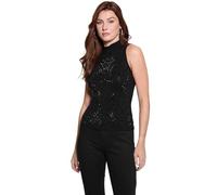 GUESS Eco Sleeveless Calista Rhinestone Sweater Pullover, Nero (Jet Black), XL Donna