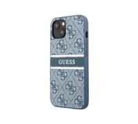 Guess, Elegante cover posteriore per iPhone 13 con motivo 4G Stripe, Blu
