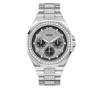 GUESS Empire Orologio analogico multifunzione da uomo, larghezza cassa 46 mm, argento/nero, Tonalità argento/nero, Classico