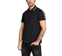 Guess Essentials Short Sleeve Paul Pique Tape Polo T-Shirt, Jet Black A996, L Uomo