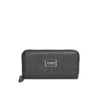 GUESS Factory - Portafoglio da donna Abree Logo Saffiano medio con cerniera, Nero