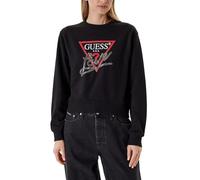 GUESS Felpa da donna, design con logo triangolare, con strass, colore: nero, Nero , XL