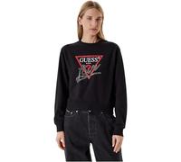 GUESS Felpa da donna, design con logo triangolare, con strass, colore: nero, Nero , M