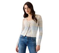 Guess Maglione da donna Eco a maniche lunghe Rosalyn con spalle coperte, Azzurro Beige e Bianco Lur, XL