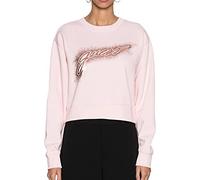 GUESS Felpa Rosa Donna Logo Crop, Rosa, L