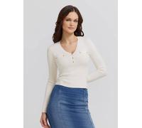 Guess Flavie Henley Sweater - Maglia Scollo A V Bianco - Taglia L Abbigliamento