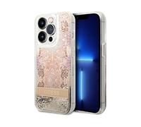 GUESS Floating flower glitter COVER per Apple iPhone 14 Pro, Dorato