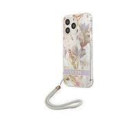 GUESS Flowers con cordino in nylon COVER per Apple iPhone 13 Pro, Lavanda