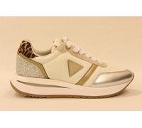 GUESS FLP2EGPEL12 scarpa donna in tessuto e pelle panna, argento e leopardato